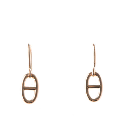 Hermes 18K Rose Gold Ronde Chaine d'Ancre Drop Earrings 1 of 4