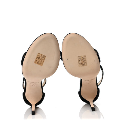 Jimmy Choo Suede Jewel Dochas 100 Open Toe Sandals 37 Black 5 of 9