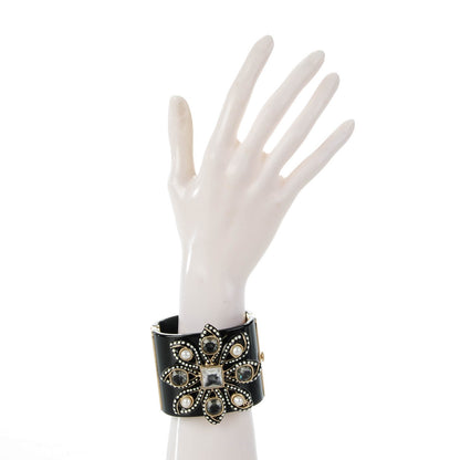 Chanel Resin Crystal Pearl Cuff Black 2 of 6
