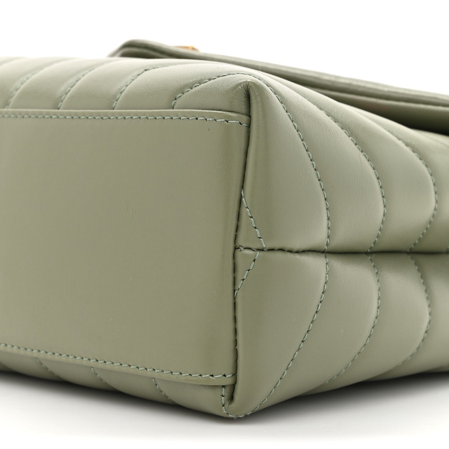 Calfskin Y Quilted Monogram Small Loulou Chain Satchel Light Sage