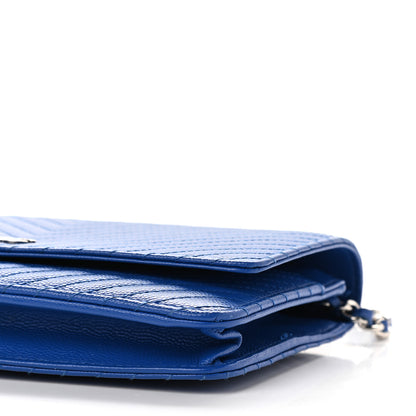 Chanel Caviar Chevron Quilted Wallet On Chain WOC Bright Blue 12 of 12