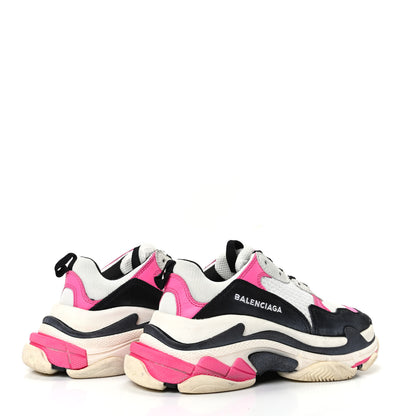 Balenciaga Fabric Mesh Womens Triple S Sneakers 36 Rose Fluo Black White 4 of 7