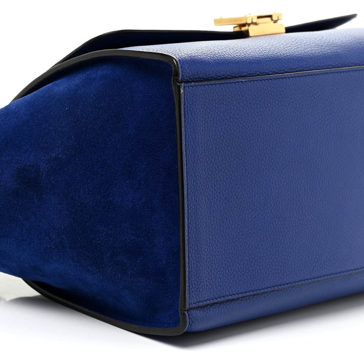 Drummed Calfskin Suede Medium Trapeze Indigo