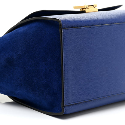 Celine Drummed Calfskin Suede Medium Trapeze Indigo 8 of 9