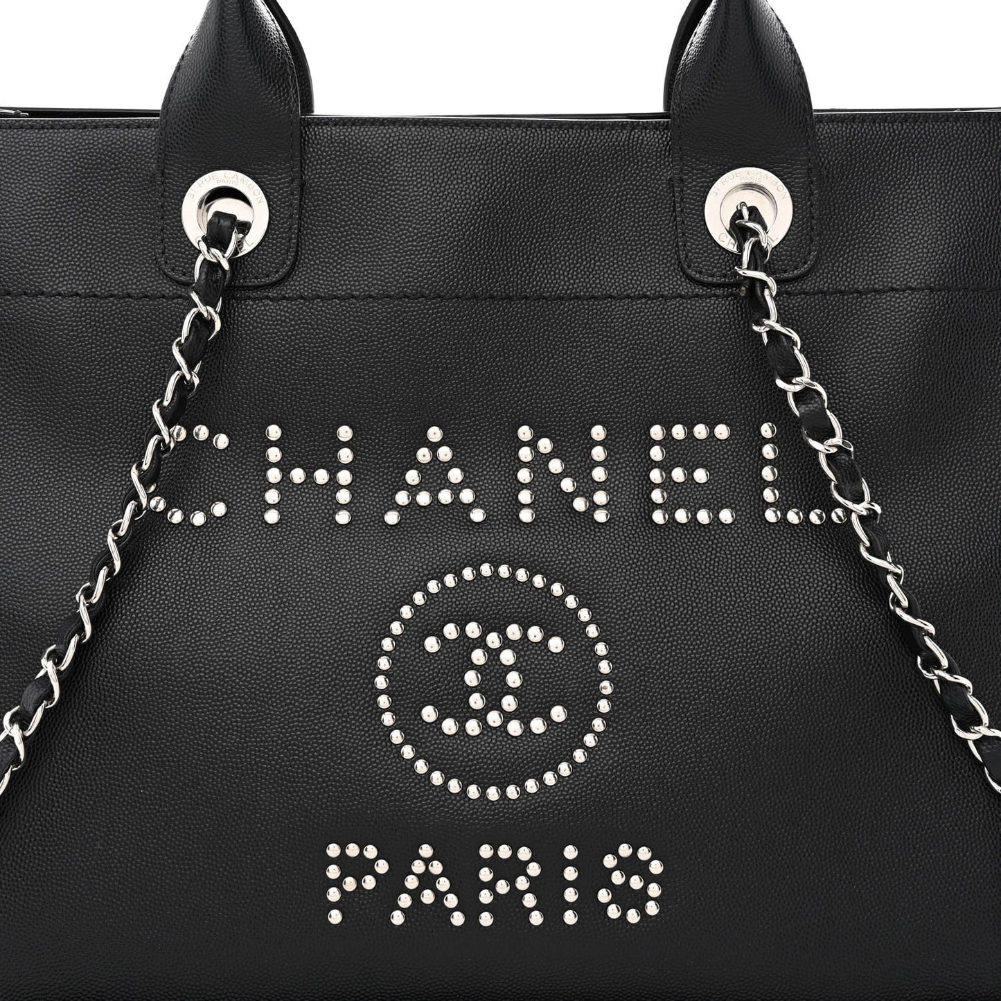 Caviar Small Studded Deauville Tote Black