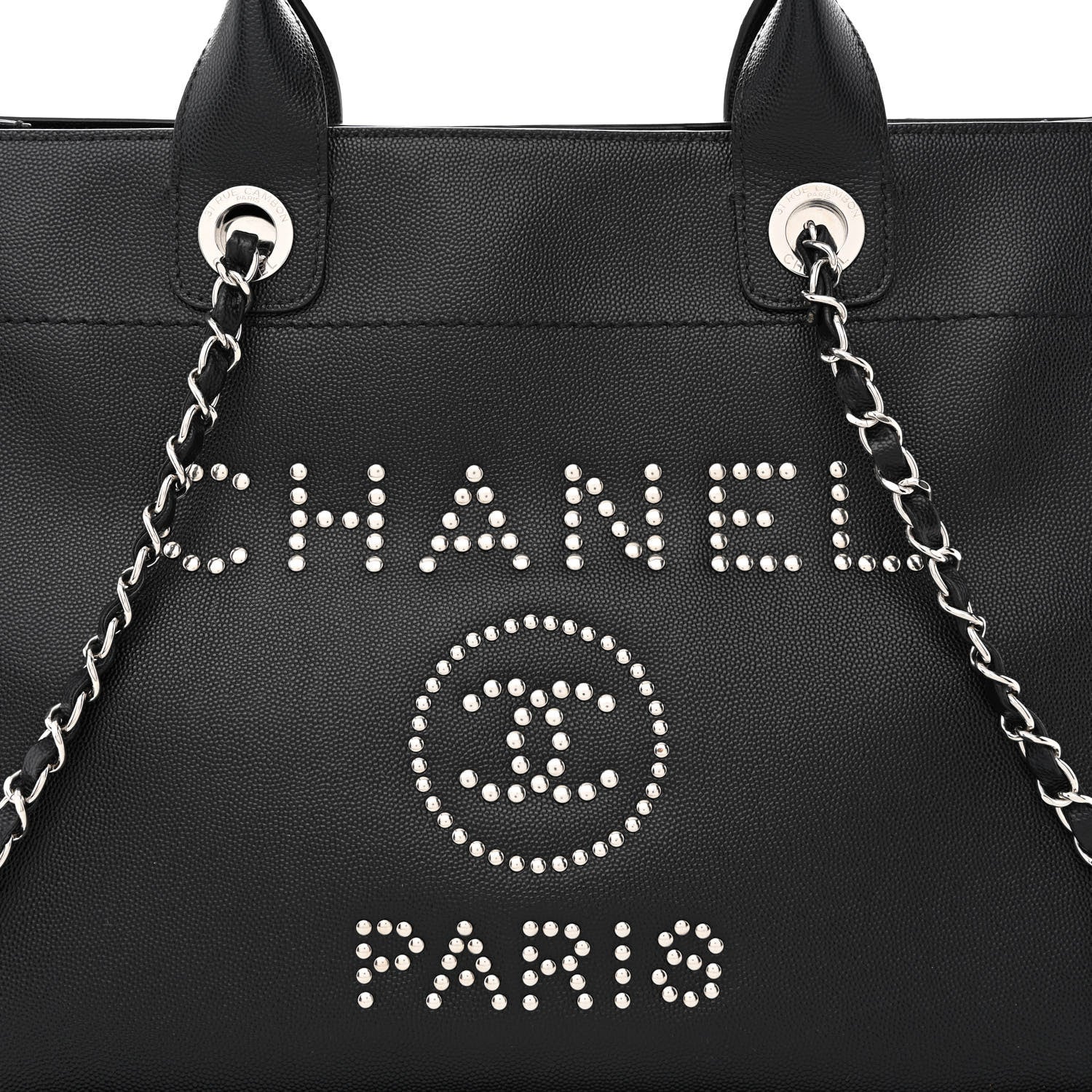 Chanel Caviar Small Studded Deauville Tote Black 7 of 9