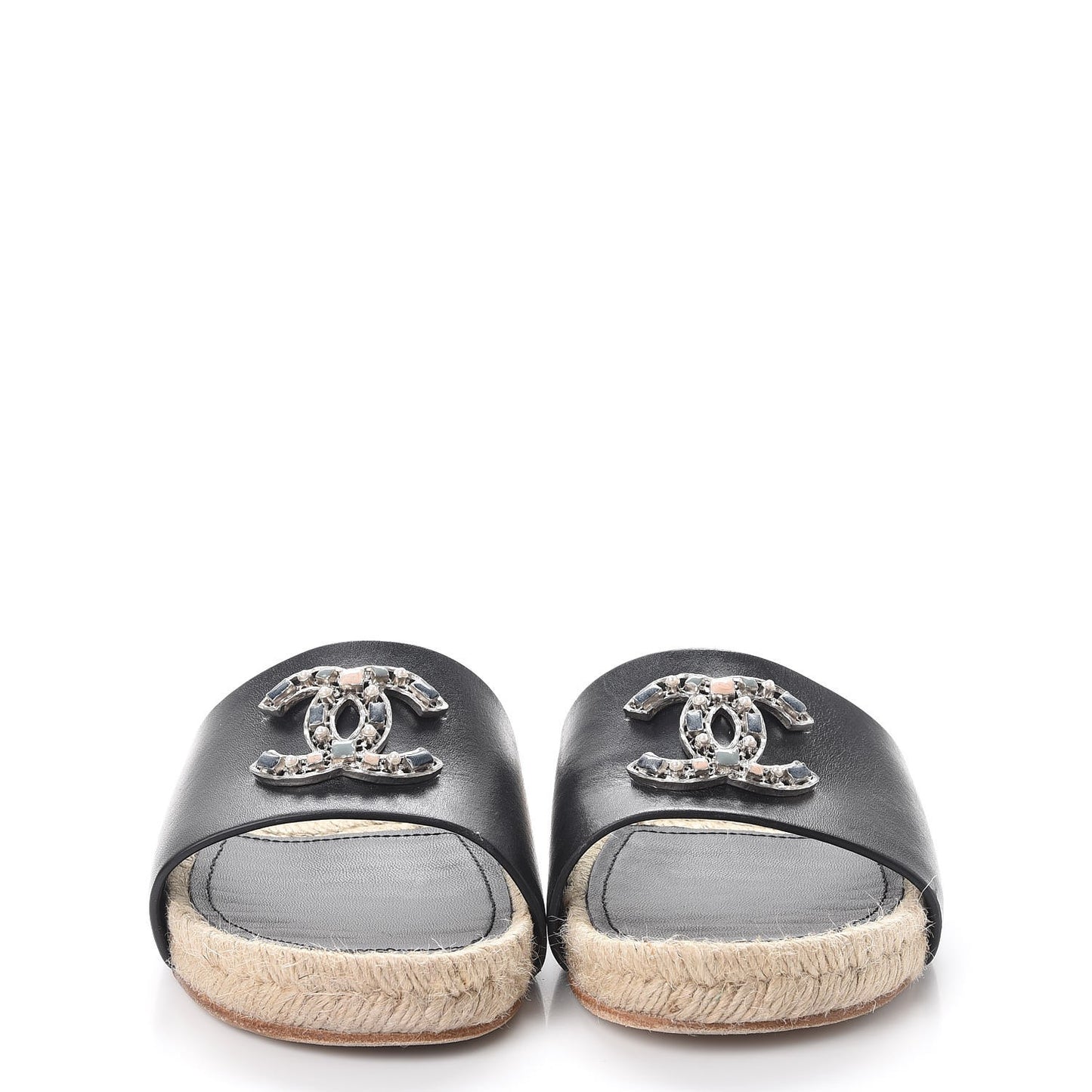 Calfskin Gripoix CC Espadrille Sandals 35.5 Black