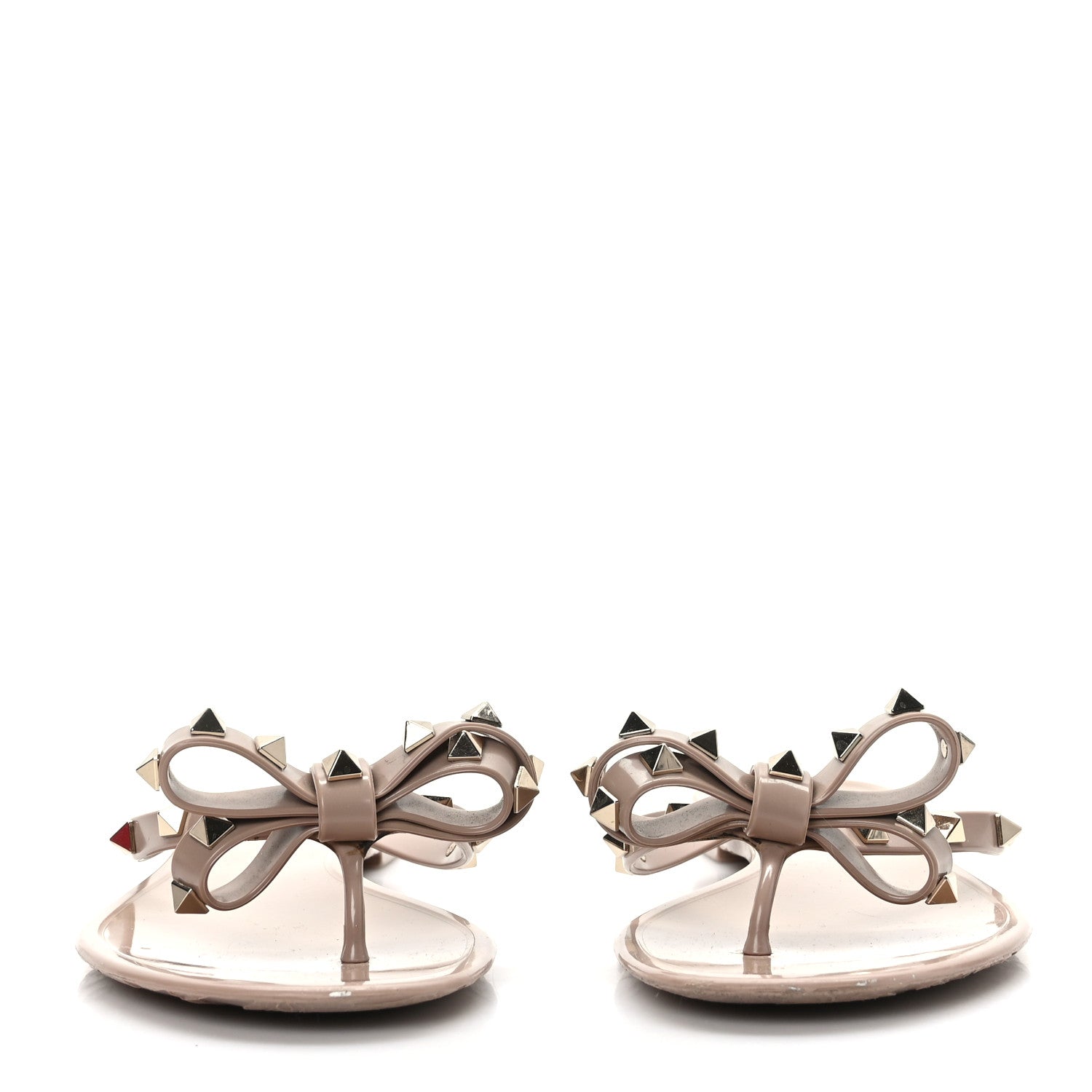 Valentino Garavani PVC Jelly Rockstud Bow Thong Sandals 39 Poudre 2 of 7