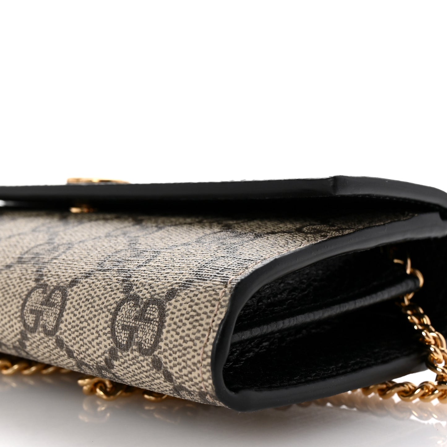 Dollar Calfskin GG Supreme Monogram Petite GG Marmont Wallet Chain Bag Black Beige Ebony