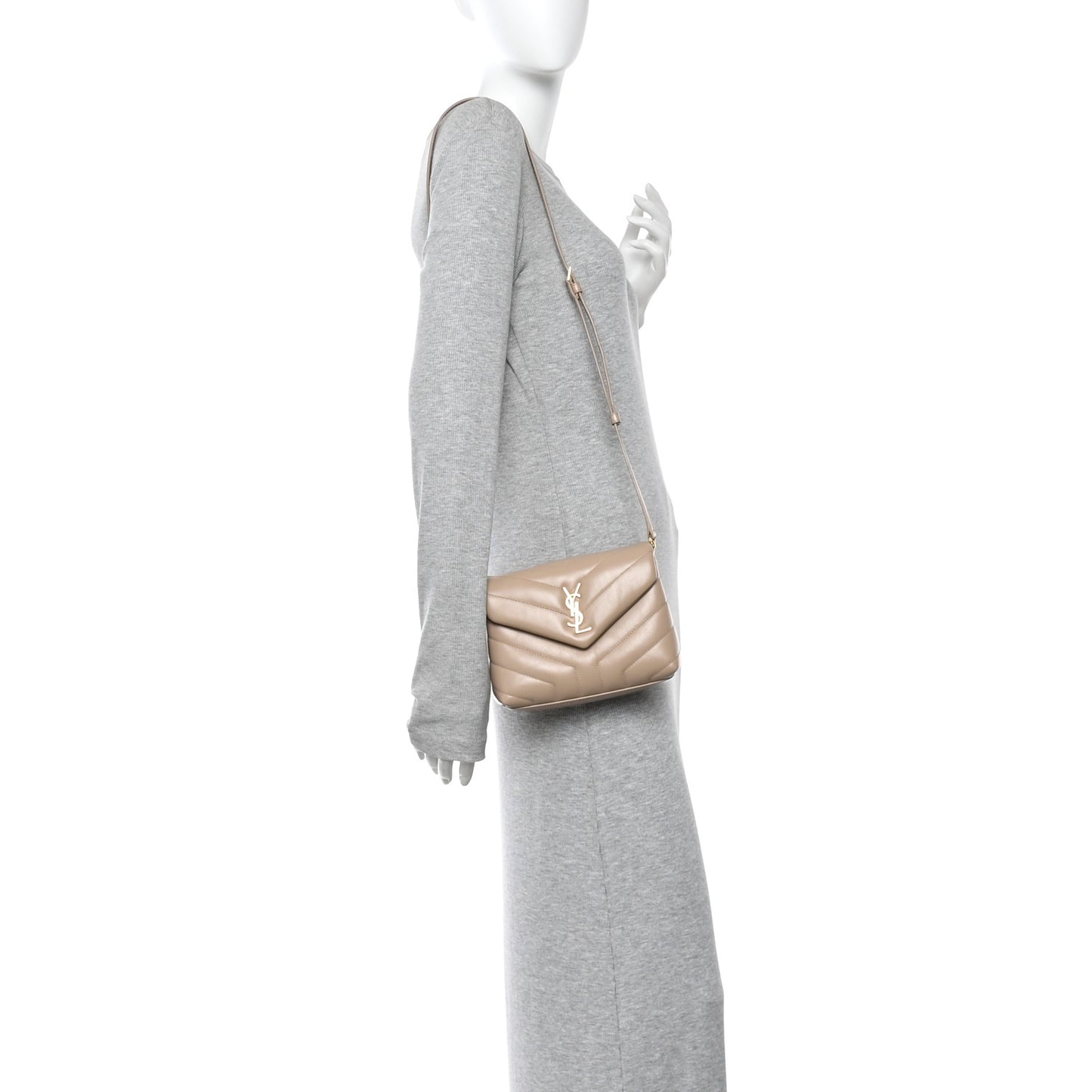 Calfskin Y Quilted Monogram Toy Loulou Crossbody Bag Dark Beige