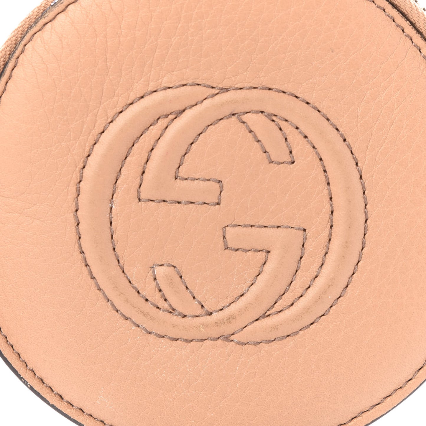 Pebbled Calfskin Round Coin Purse Pale Pink