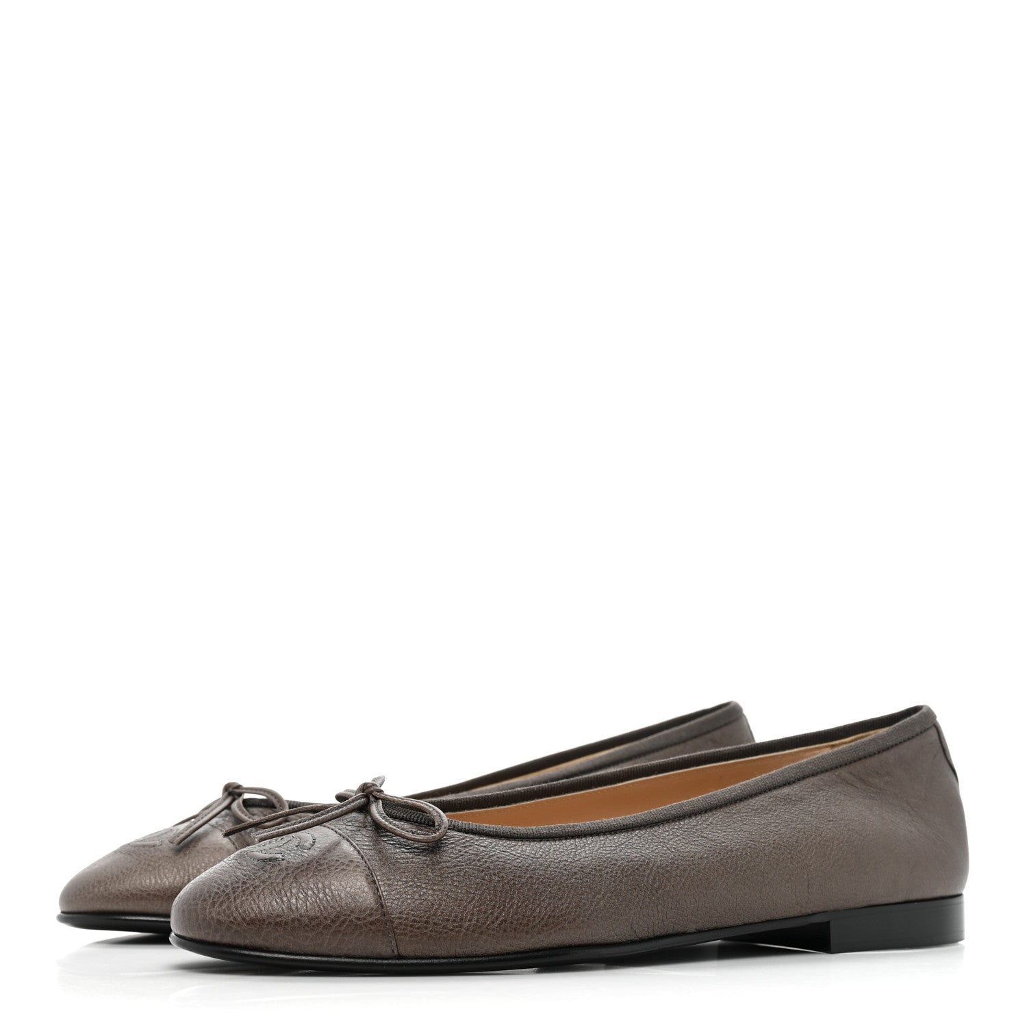 Chanel Iridescent Grained Calfskin Cap Toe Ballerina Flats 40 Dark Silver 3 of 8