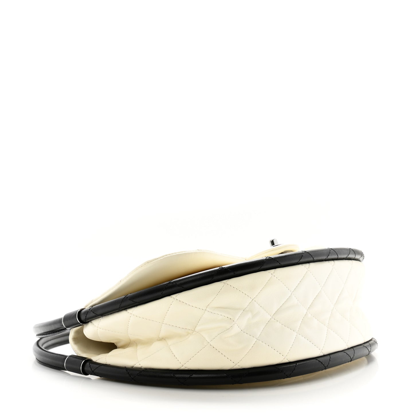 Lambskin Quilted Medium Hula Hoop Flap Ivory
