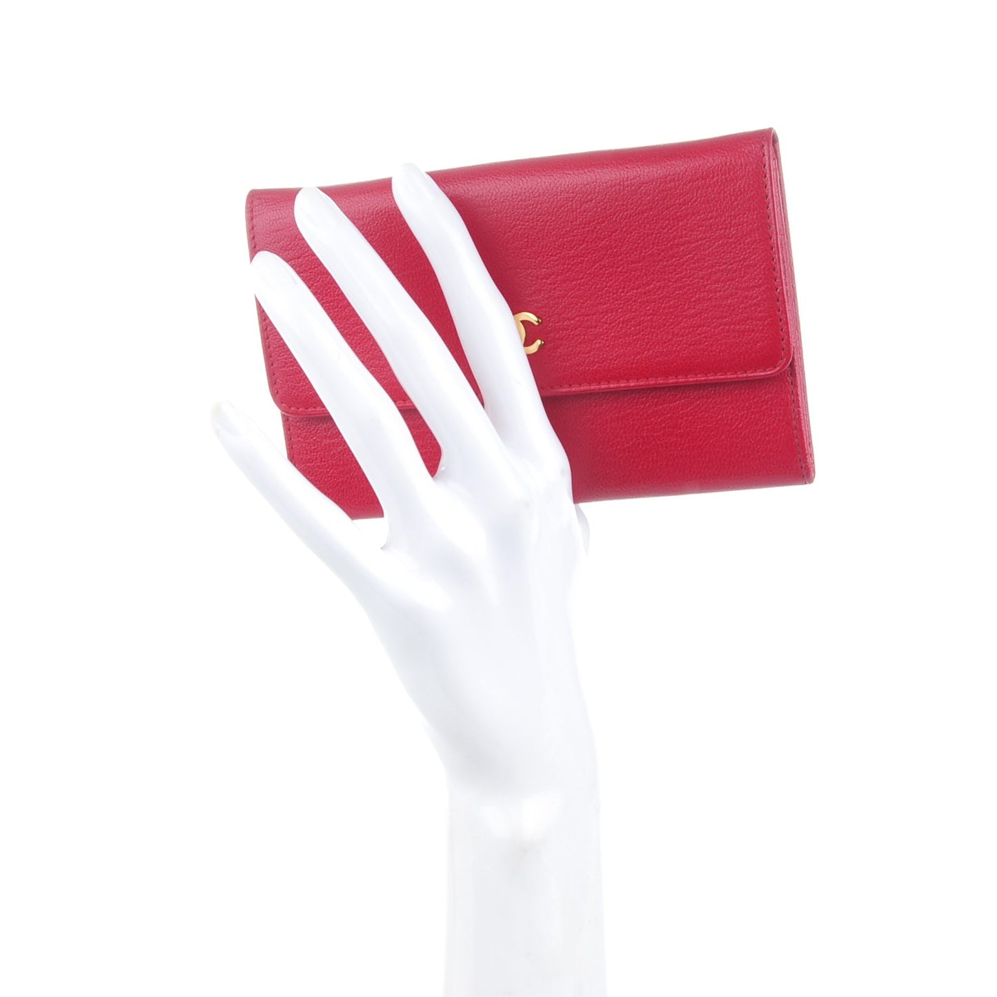 Goatskin Small Flap Wallet Red