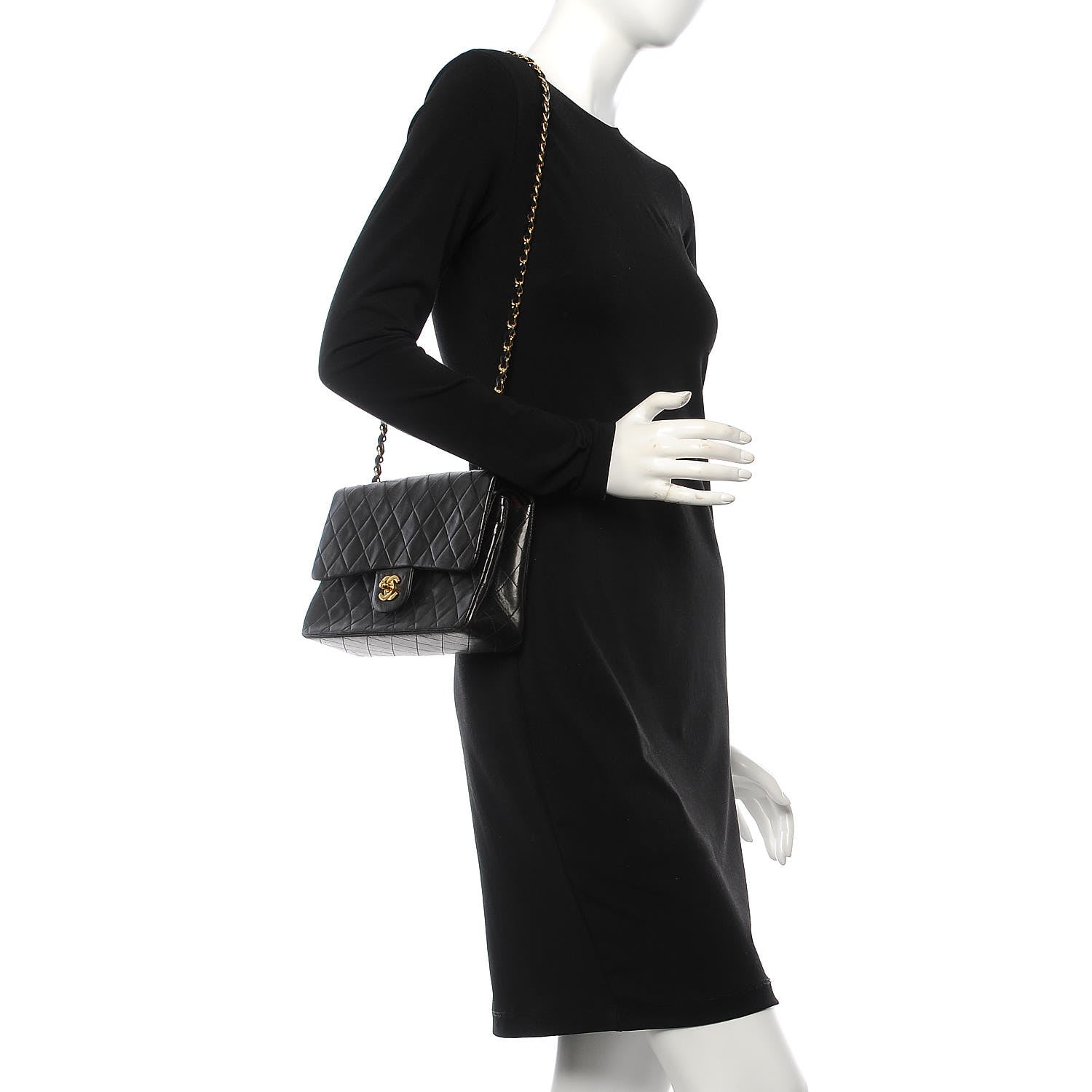 Chanel Lambskin Quilted Medium Double Flap Black 2 of 15