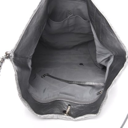 Chanel Metallic Crackled Calfskin Quilted Large Big Bang Hobo Silver 5 of 11