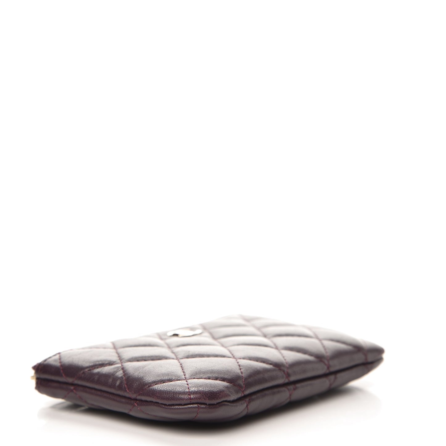 Lambskin Quilted Small Cosmetic Case Dark Purple