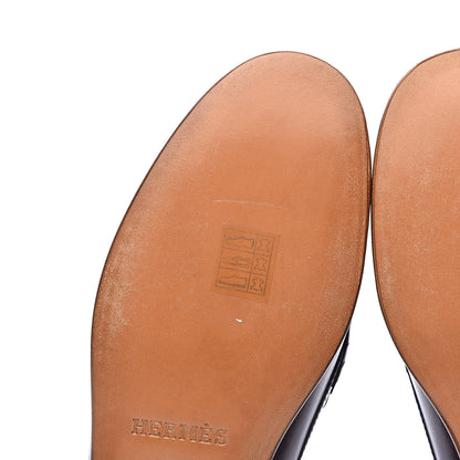 Hermes Calfskin Epsom Womens Kennedy Loafers 38.5 Tabac Bleu Atoll 11 of 15