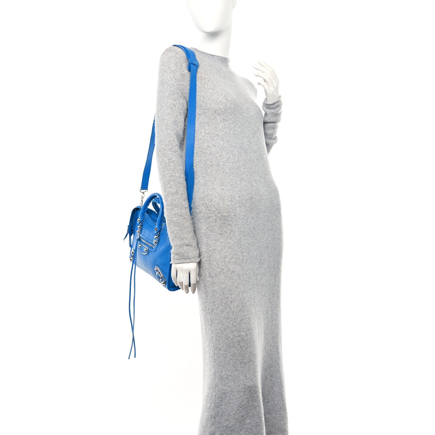 Balenciaga Chevre Silver Metallic Edge Hardware S City Bleu Ceylon 2 of 15