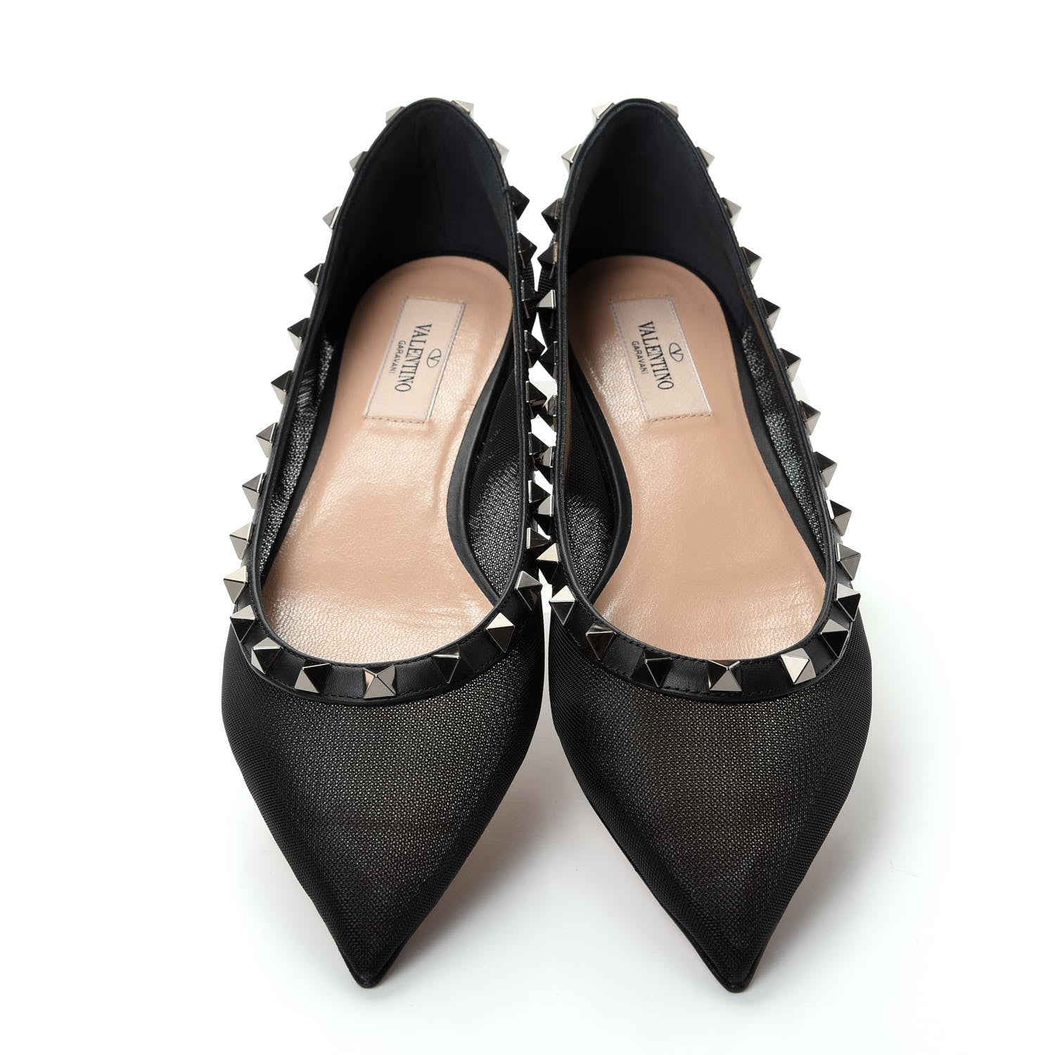 Valentino Garavani Mesh Rockstud Ballerina Flats 37.5 Black 5 of 10