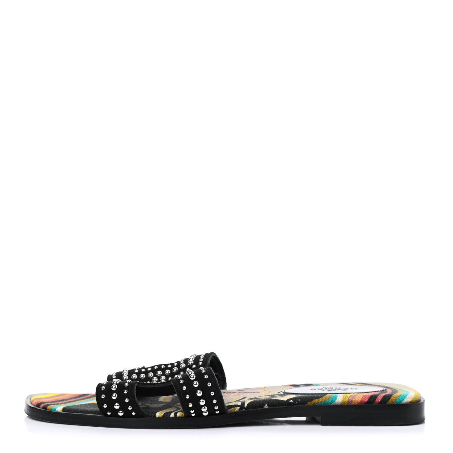 Suede Goatskin Studded Oran Sandals 37.5 Black