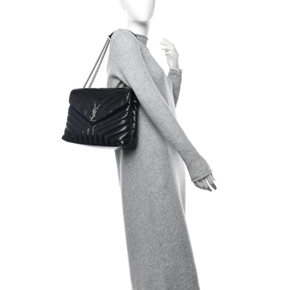 Saint Laurent Calfskin Y Quilted Monogram Medium Loulou Chain Satchel Black 2 of 11