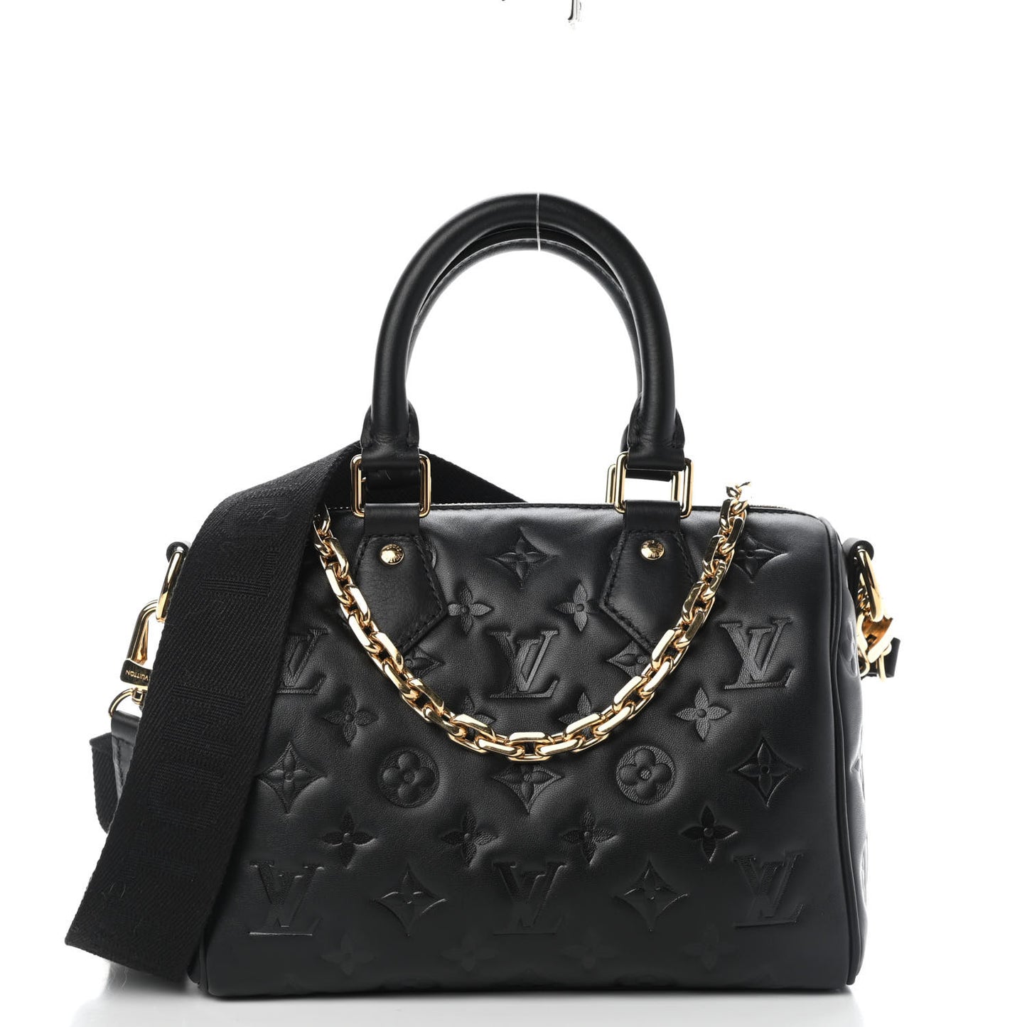 Lambskin Embossed Monogram Speedy 22 Bandouliere Black