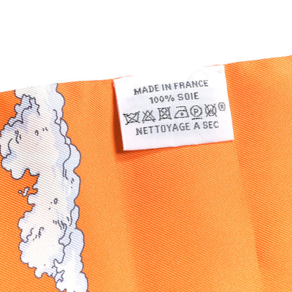 Hermes Silk Le Grand Prix du Faubourg Maxi Twilly Slim Orange Bleu Jean 3 of 5