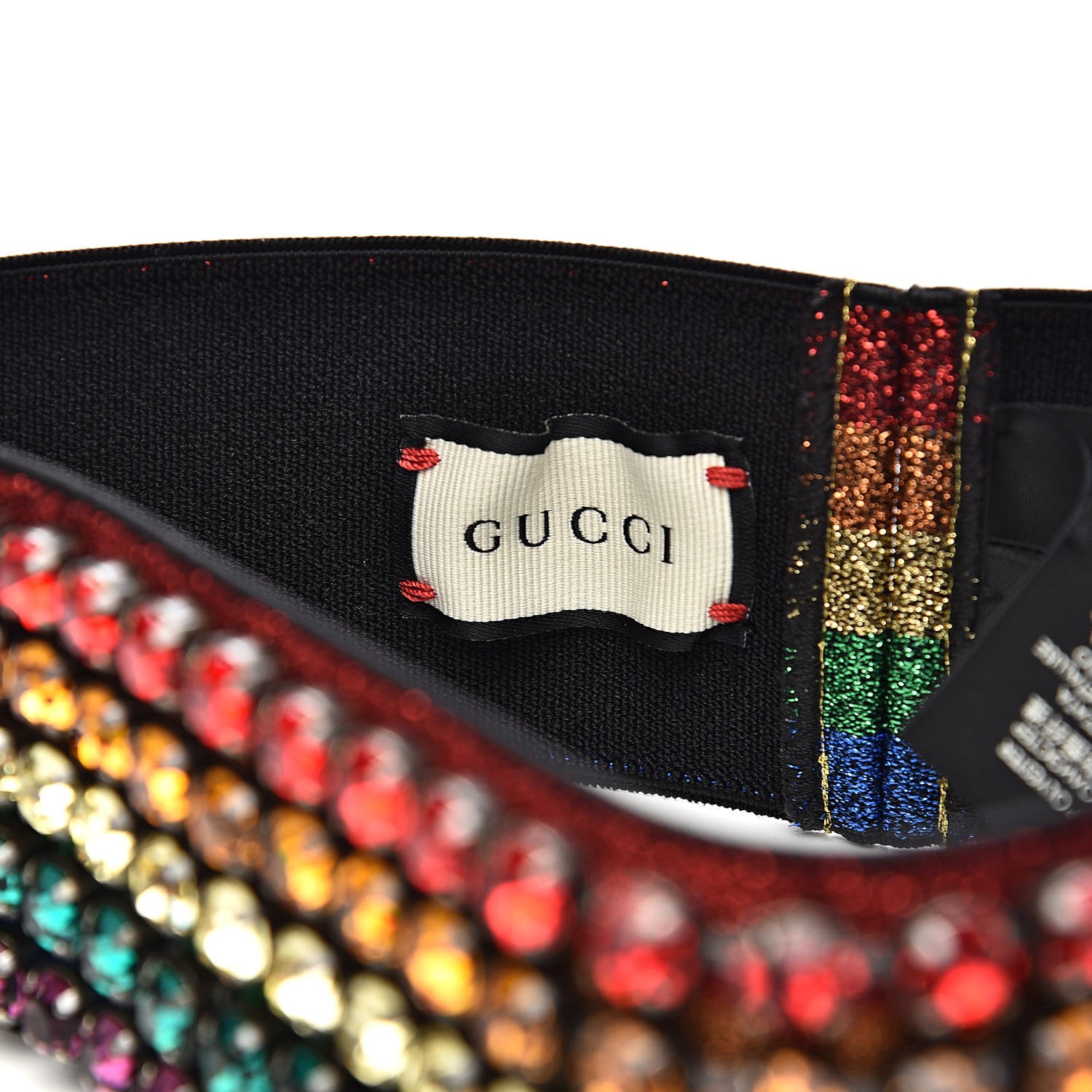 Gucci Metallic Crystal Embellished Webby Headband 57 Rainbow 4 of 6