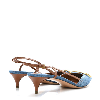 Valentino Garavani Denim Vlogo Slingback 40mm Pumps 39.5 Denim Selleria 4 of 8