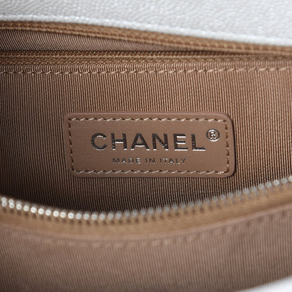 Chanel Iridescent Caviar Chevron Quilted Small Coco Handle Flap White 7 of 11