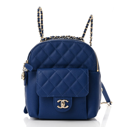 Chanel Caviar Quilted Small CC Day Backpack Blue 1 of 11