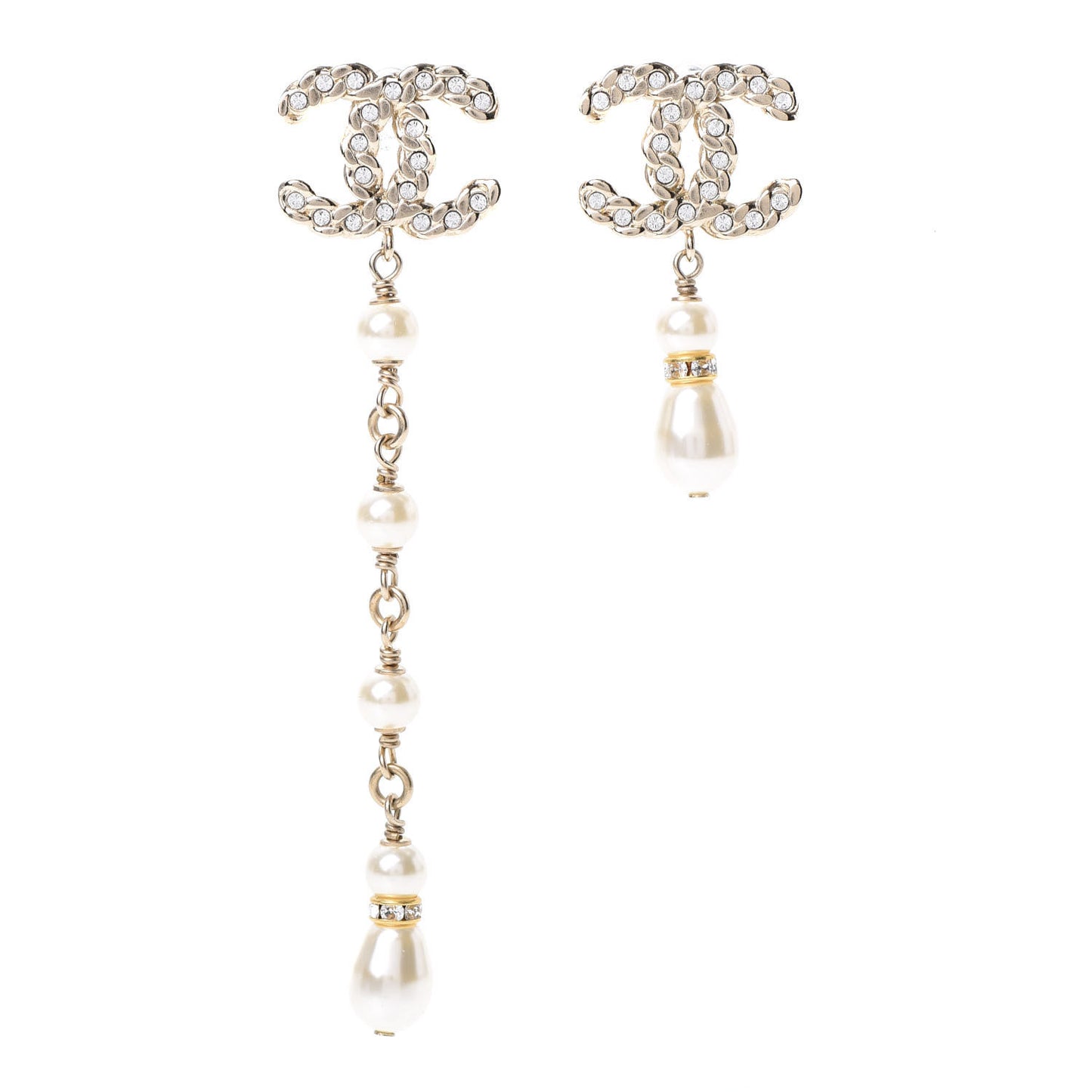 Crystal Pearl Pearls Coronation Uneven Earrings Gold
