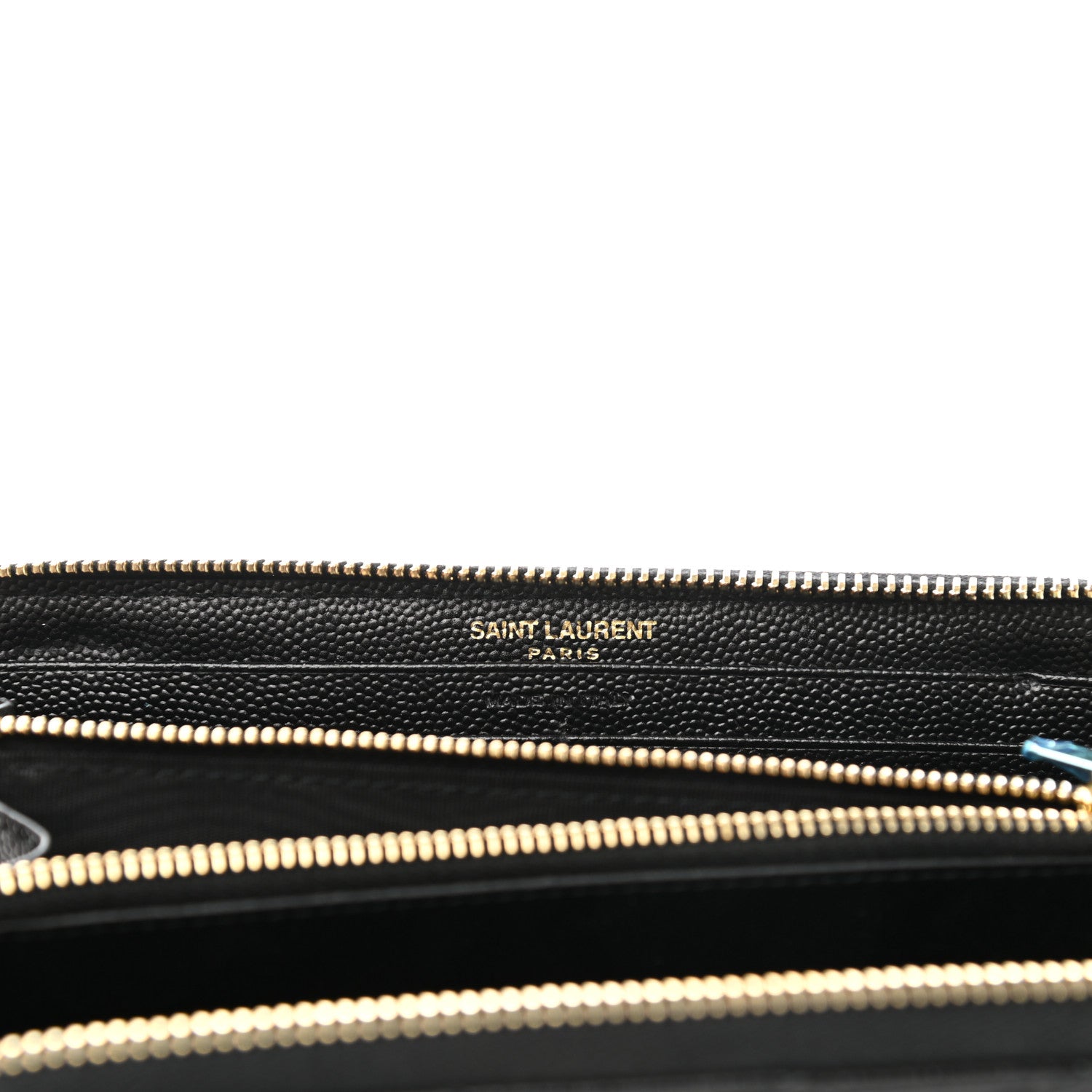 Saint Laurent Grain De Poudre Matelasse Chevron Monogram Zip Around Wallet Black 6 of 7