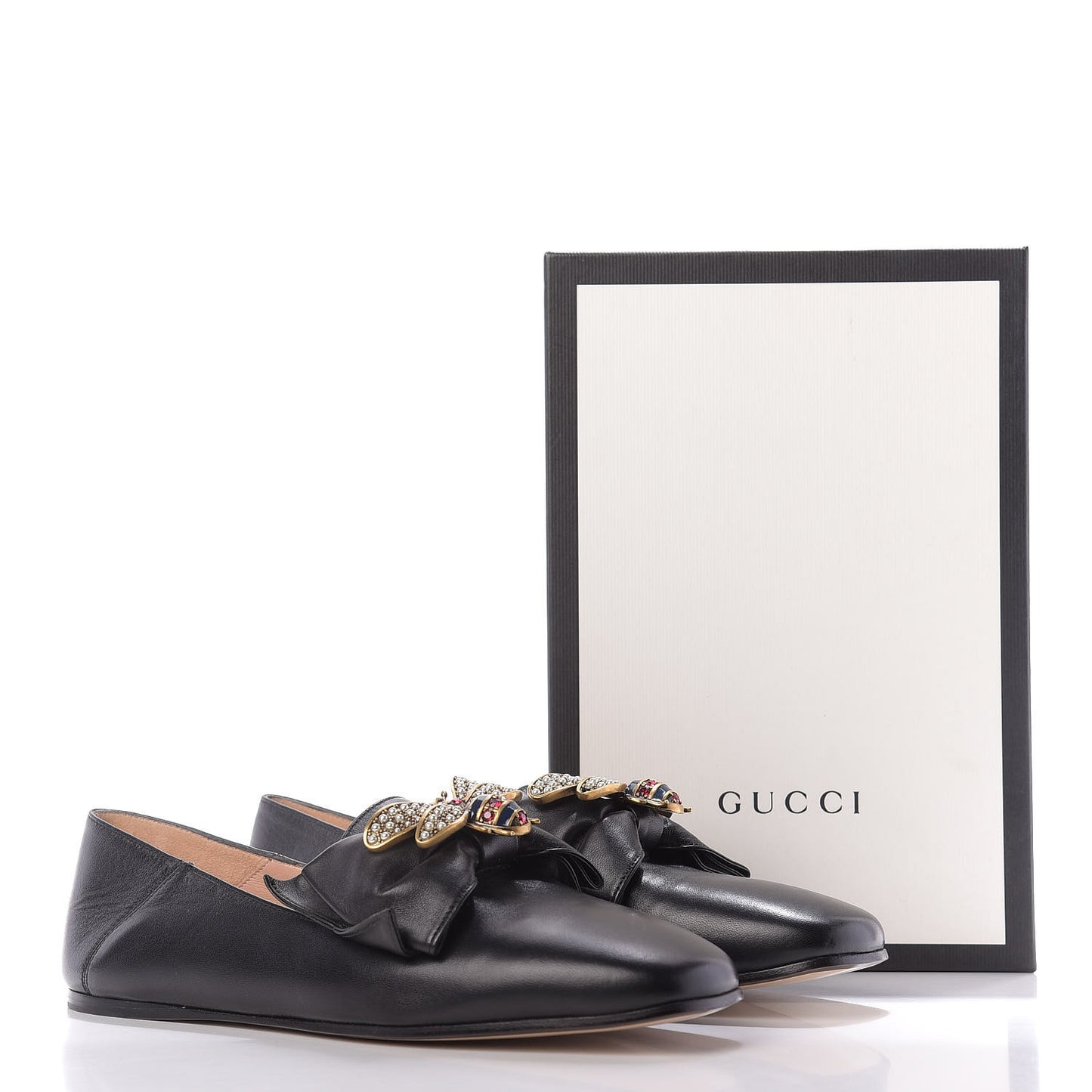 Calfskin Bow Ballet Flats 36 Black
