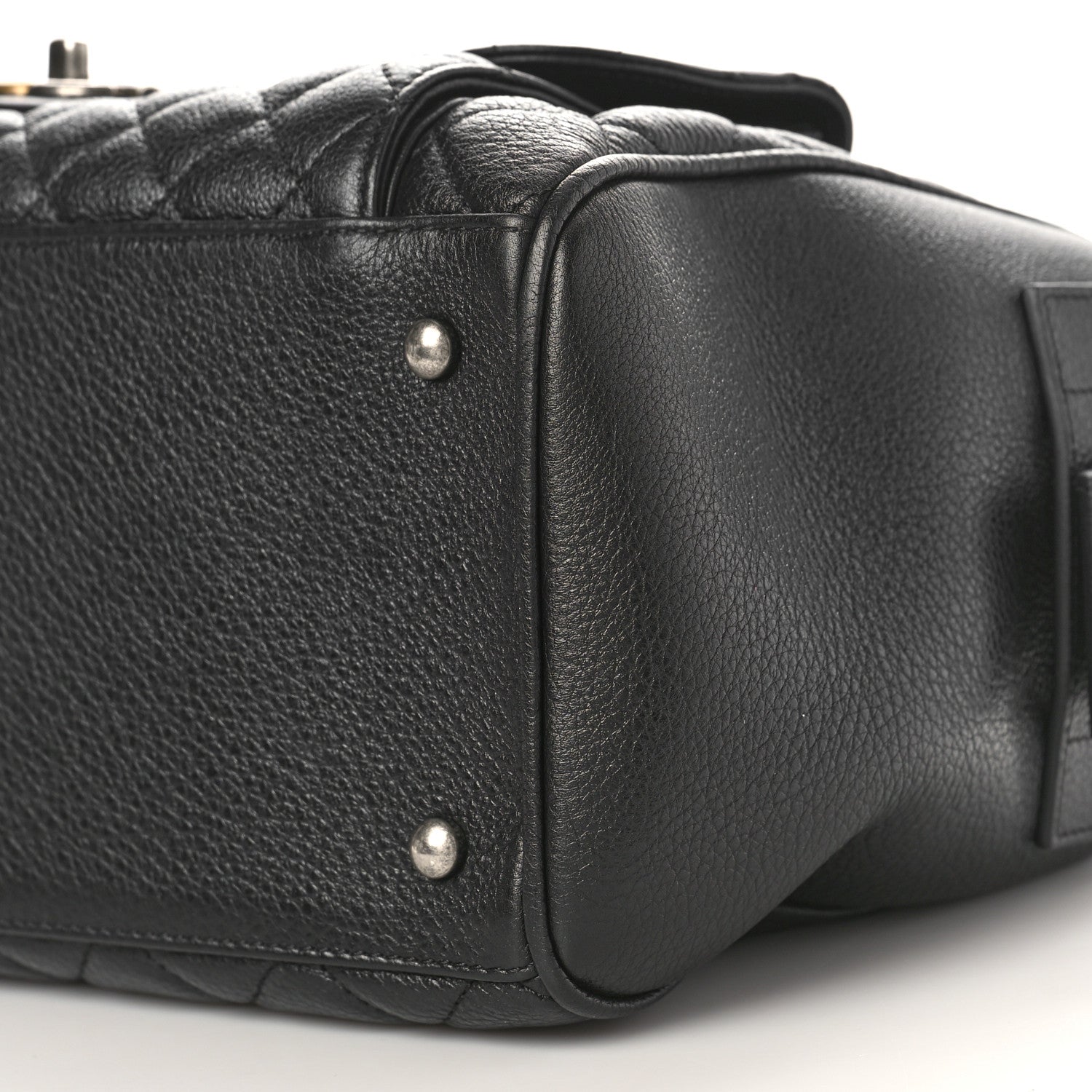 Chanel Grained Calfskin Quilted Large Casual Pocket Bowling Bag Black 9 of 9