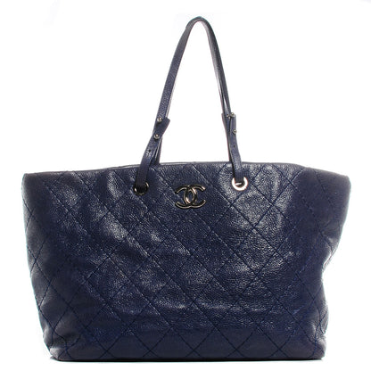 Chanel Glazed Calfskin XL on the Road Tote Dark Blue 1 of 7