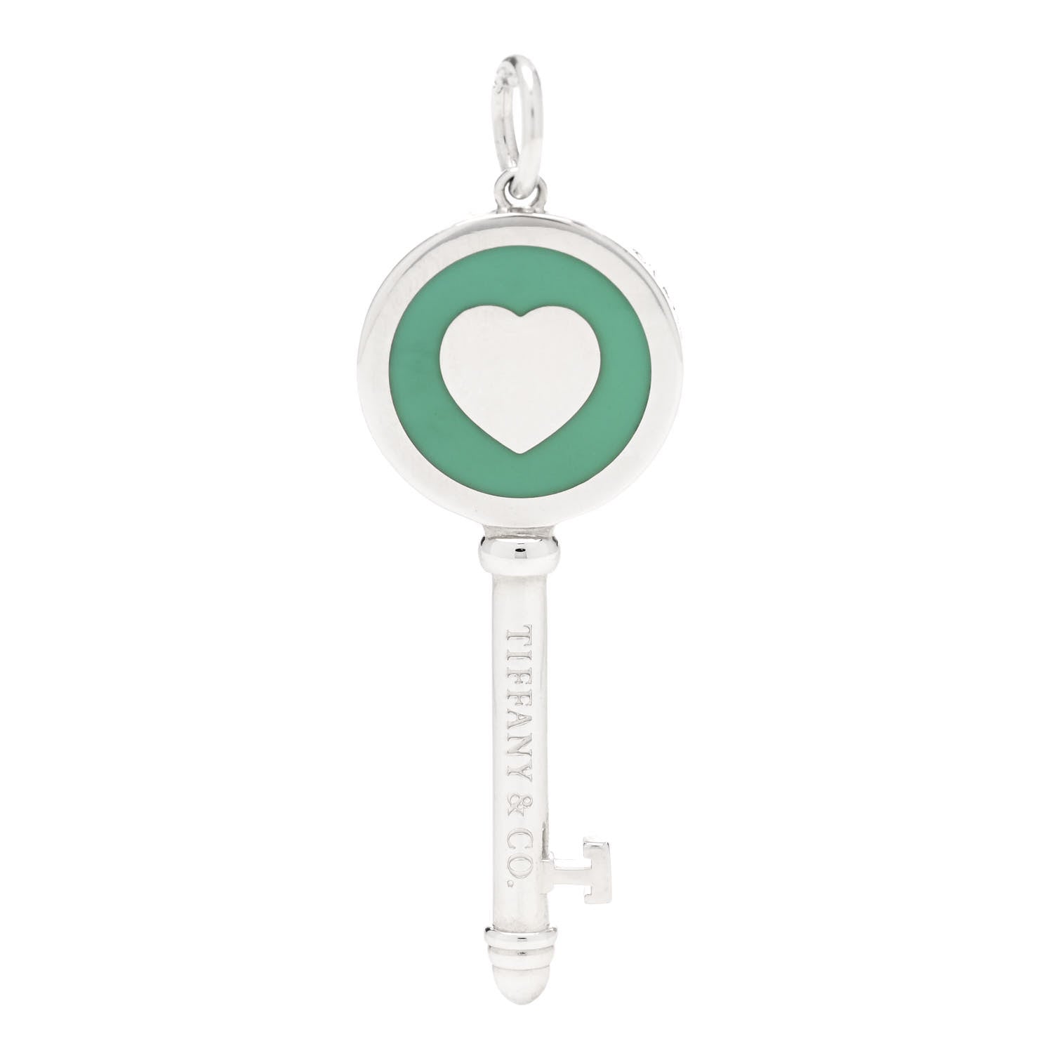 Tiffany Sterling Silver Enamel Heart Key Pendant Blue 3 of 5