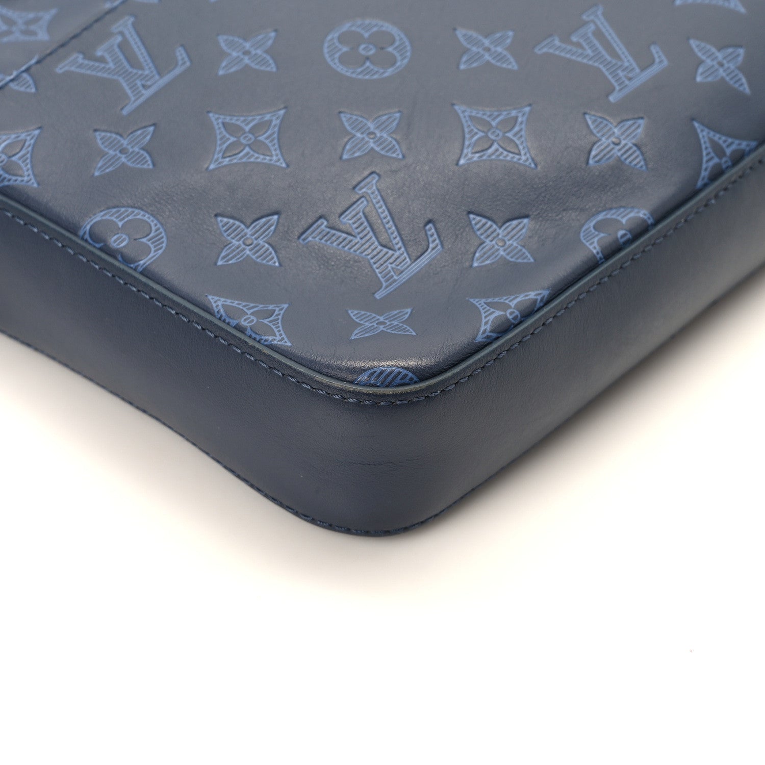 Louis Vuitton Calfskin Monogram Shadow Duo Messenger Navy Blue 10 of 12