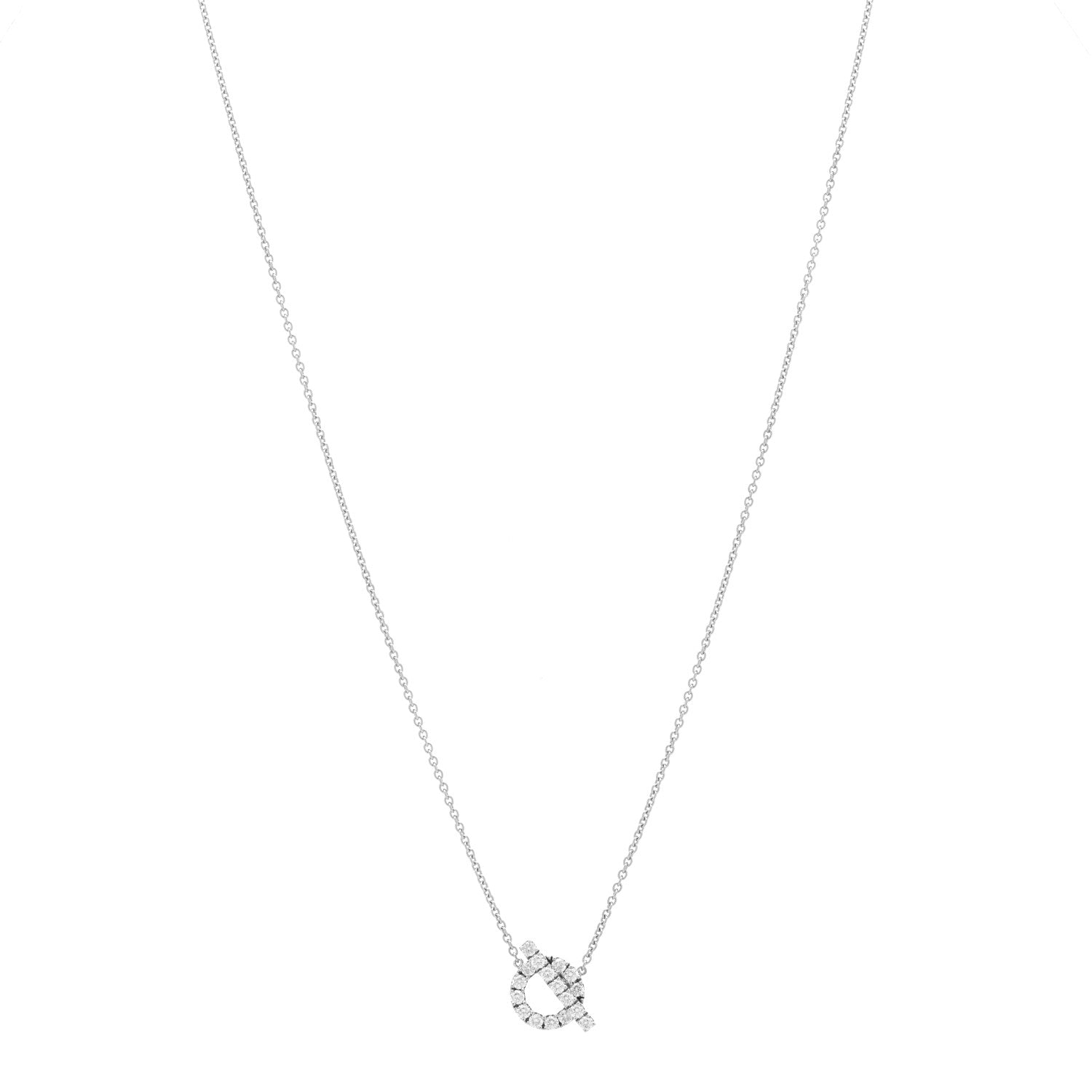 Hermes 18K White Gold Diamond Finesse Pendant Necklace 1 of 6