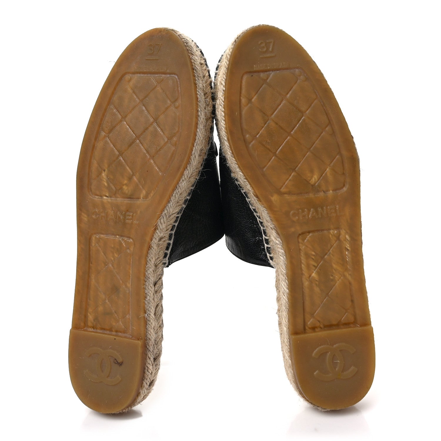 Chanel Goatskin Patent CC Espadrille Mules 37 Black 5 of 8