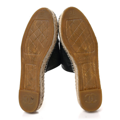 Chanel Goatskin Patent CC Espadrille Mules 37 Black 5 of 8