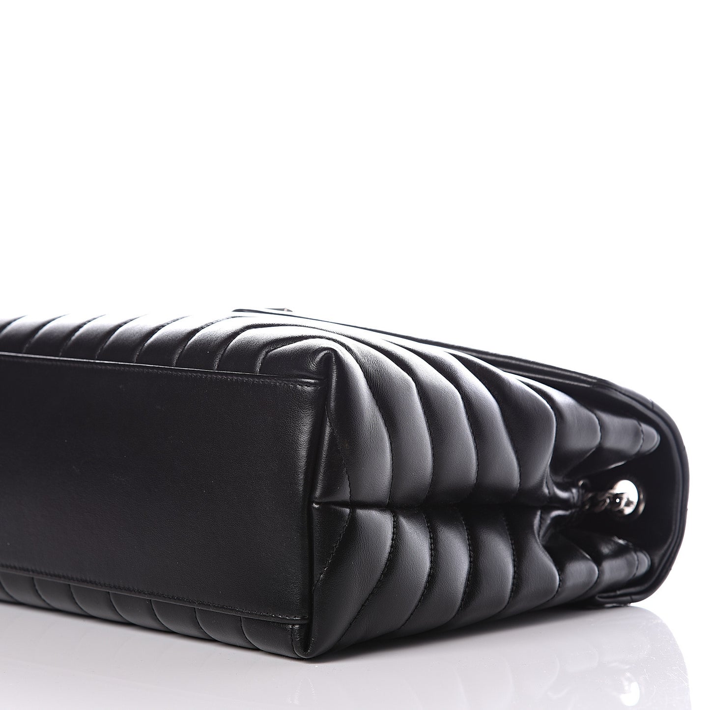 Calfskin Y Quilted Monogram Medium Loulou Chain Satchel Black