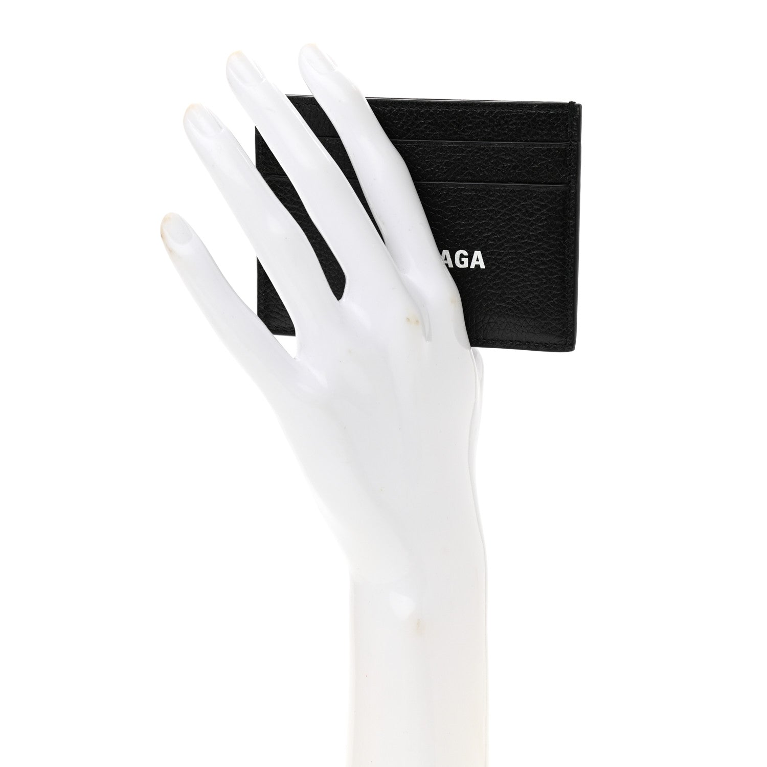 Balenciaga Grained Calfskin Logo Cash Card Holder Black White 2 of 7