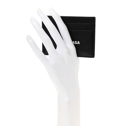 Balenciaga Grained Calfskin Logo Cash Card Holder Black White 2 of 7