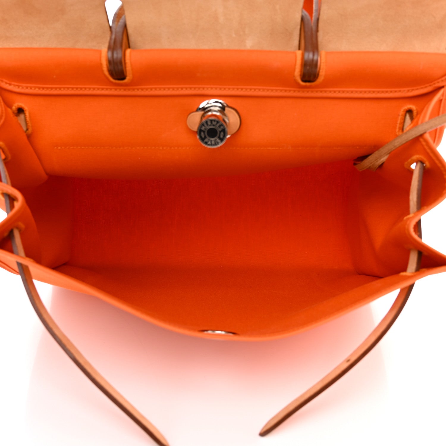 Hermes Vache Hunter Toile Herbag Zip 39 MM Orange Natural 6 of 12