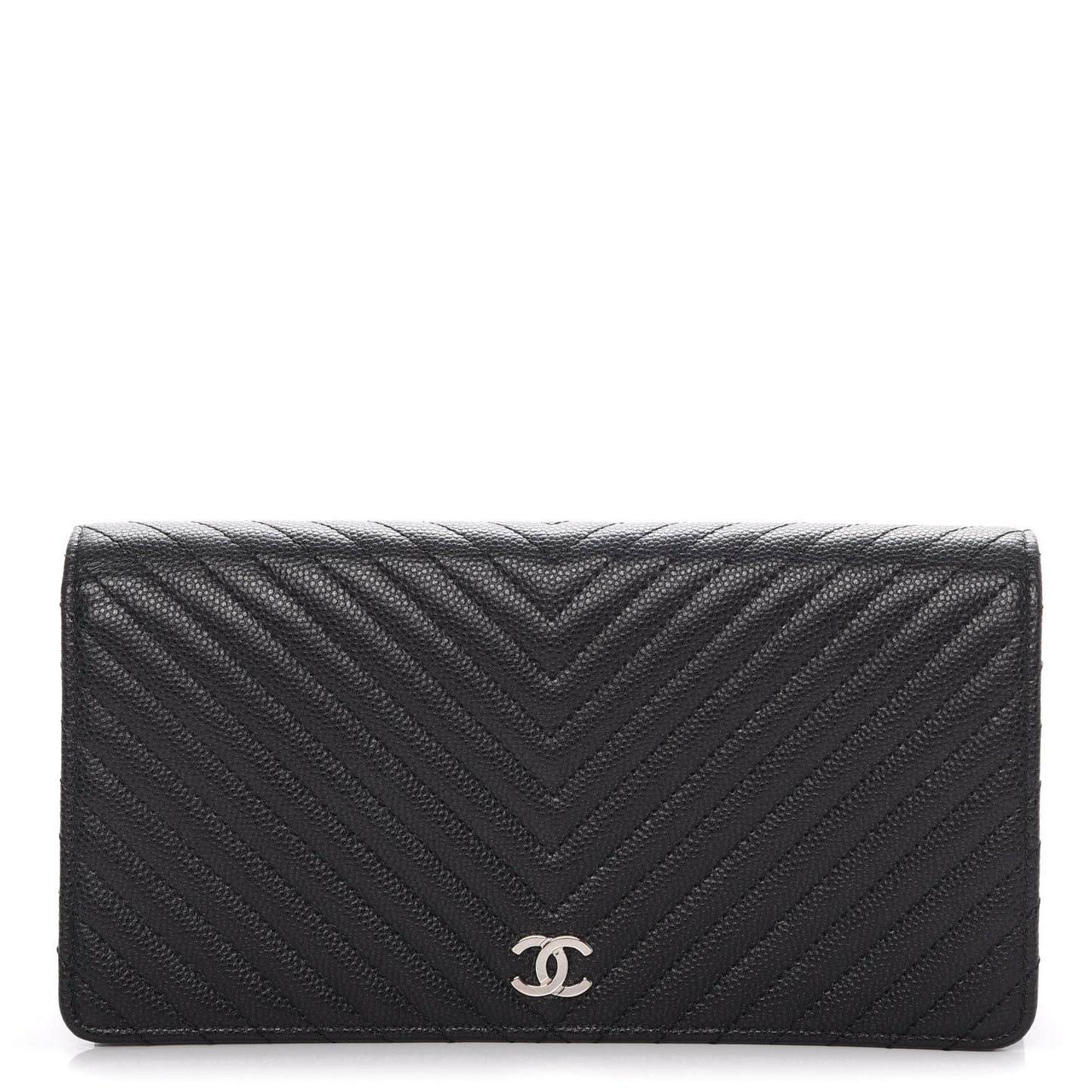 Caviar Chevron Quilted Yen Wallet Black
