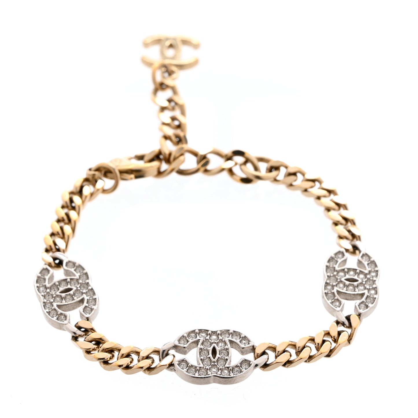 Crystal CC Chain Bracelet Gold Silver