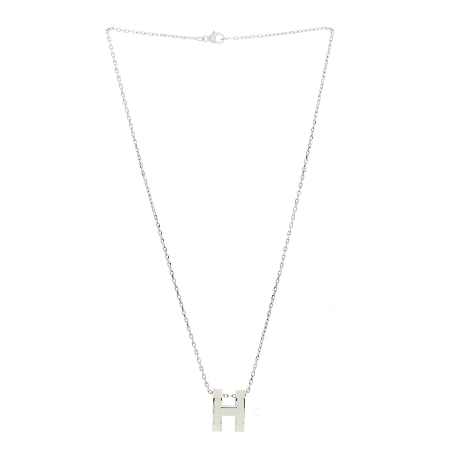 Lacquered Palladium Mini Pop H Pendant Necklace White