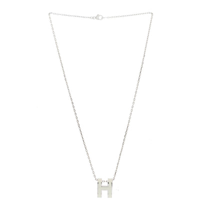 Hermes Lacquered Palladium Mini Pop H Pendant Necklace White 2 of 4